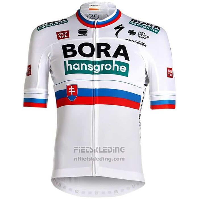 2021 Fietskleding Bora Kampioen Belgie Wit Korte Mouwen en Koersbroek